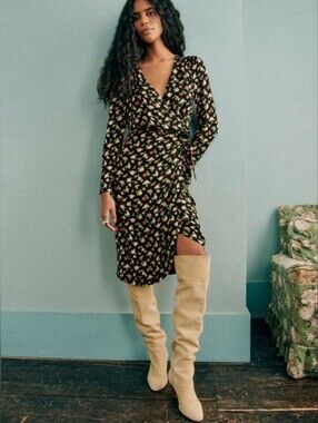 Sezane Armonie Long Sleeve Floral Dress